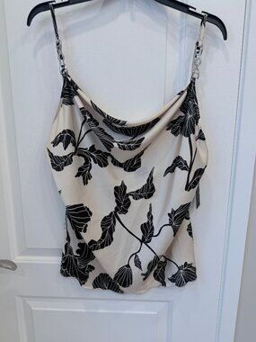 Tash + Sophie Floral Cowl Neck Cami - Rhinestone Straps